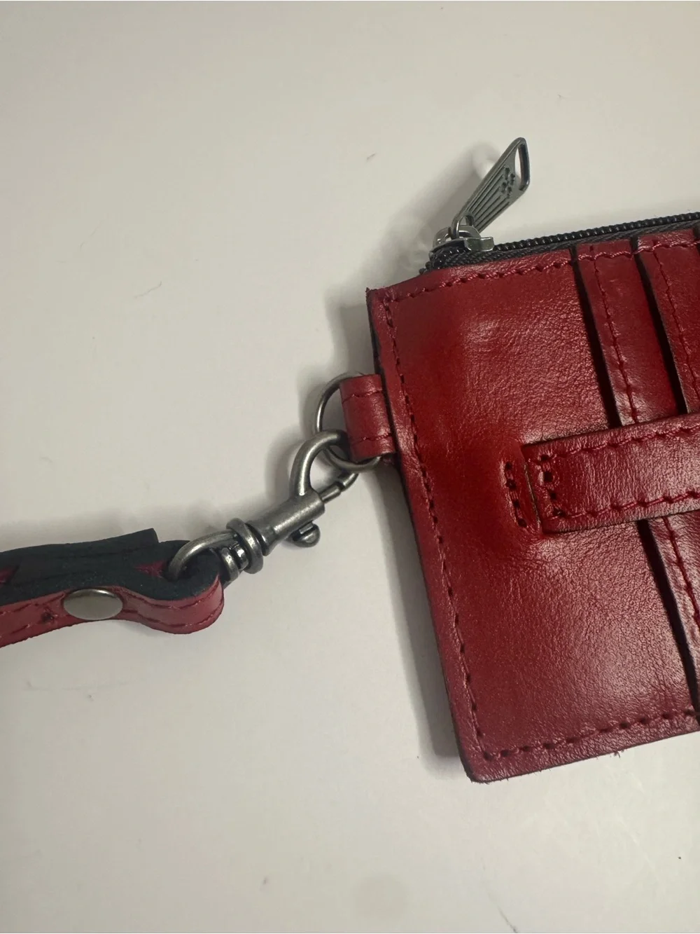 #436 Patricia Nash Slim Red Leather Card Holder Wristlet Wallet